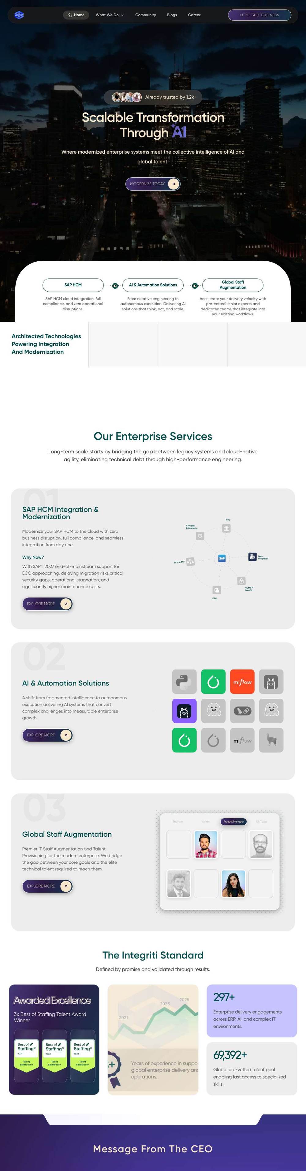 Integriti homepage